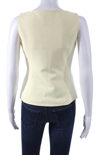 Toccin Women V-Neck Sleeveless Vest Ivory Button 88% Polyester Size 2