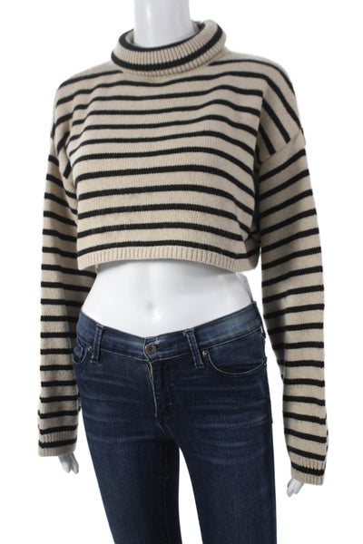 The Frankie Shop Womens Pullover Turtleneck Striped Beige 50% Wool Size XS