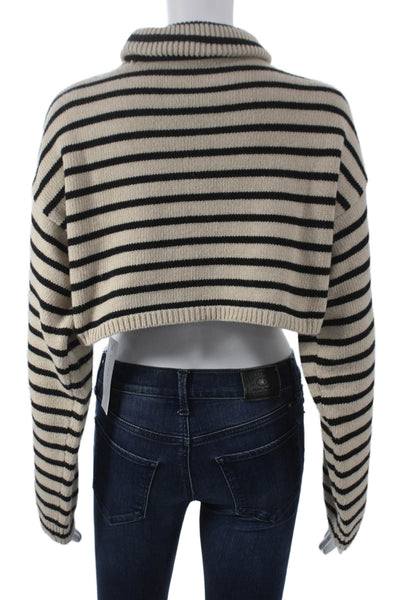 The Frankie Shop Womens Pullover Turtleneck Striped Beige 50% Wool Size XS