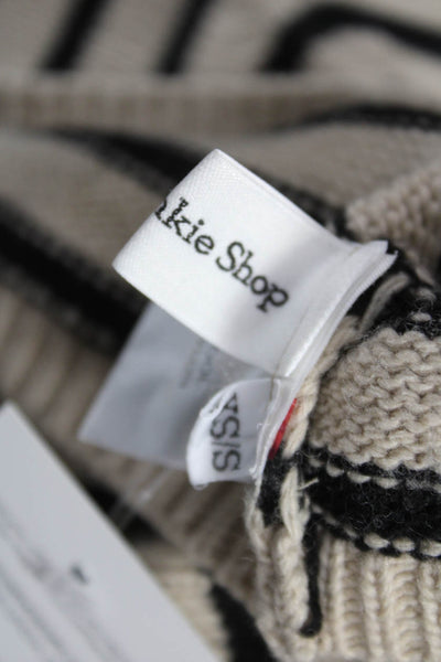 The Frankie Shop Womens Pullover Turtleneck Striped Beige 50% Wool Size XS