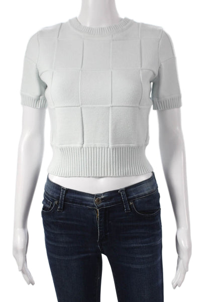 Toccin Women Pullover Blue Check Round Neck Short Sleeve Rayon Size XS