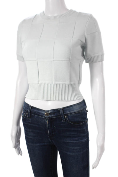Toccin Women Pullover Blue Check Round Neck Short Sleeve Rayon Size XS