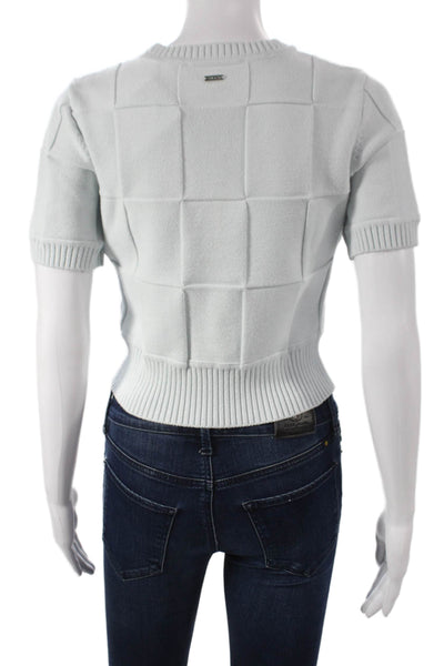 Toccin Women Pullover Blue Check Round Neck Short Sleeve Rayon Size XS