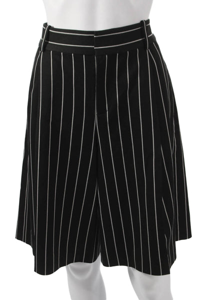 Toccin Women Bermuda Shorts Black Striped Zip Polyester Size 4