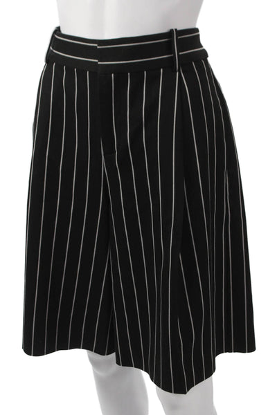 Toccin Women Bermuda Shorts Black Striped Zip Polyester Size 4