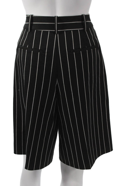 Toccin Women Bermuda Shorts Black Striped Zip Polyester Size 4