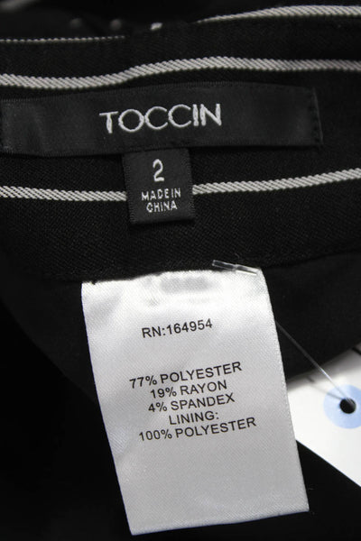 Toccin Women Bermuda Shorts Black Striped Zip Polyester Size 4