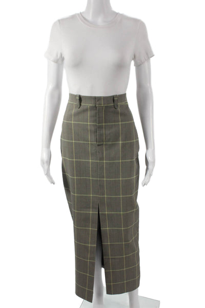 Toccin Women Straight Pencil Gray Plaid Polyester Long Skirt Hook Eye Size 2