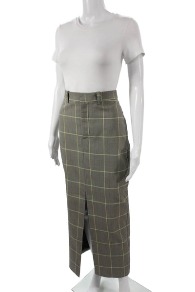 Toccin Women Straight Pencil Gray Plaid Polyester Long Skirt Hook Eye Size 2