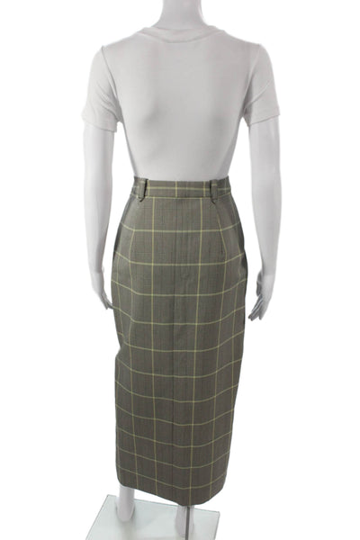 Toccin Women Straight Pencil Gray Plaid Polyester Long Skirt Hook Eye Size 2