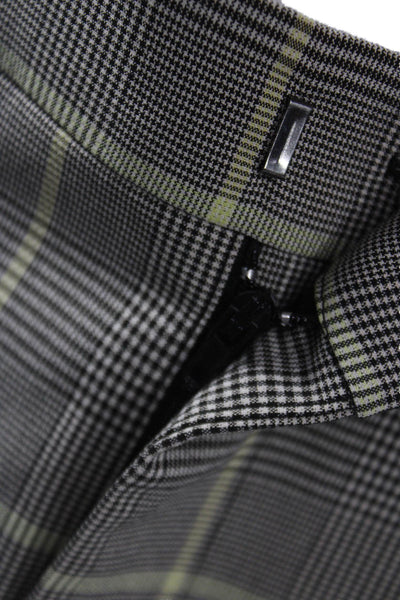 Toccin Women Straight Pencil Gray Plaid Polyester Long Skirt Hook Eye Size 2