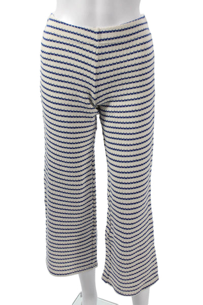MNG Women Beige Striped Cotton Two Piece Pants Set Size XS