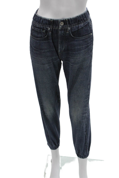 Rag & Bone Unisex Adults Blue Cotton Jogger Pants Button Closure Size XS