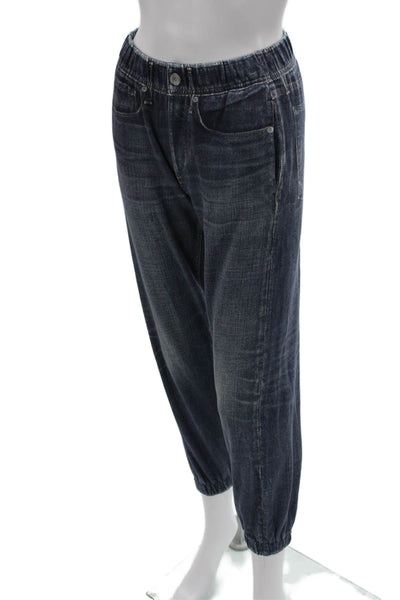 Rag & Bone Unisex Adults Blue Cotton Jogger Pants Button Closure Size XS