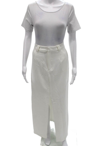 Parentezi Womens Straight Pencil Skirt White Polyester Zip Long Size S