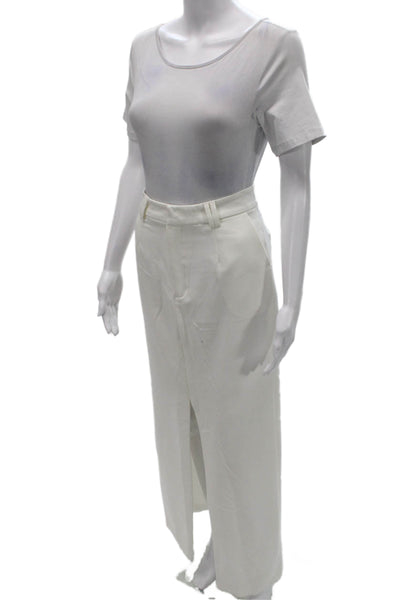 Parentezi Womens Straight Pencil Skirt White Polyester Zip Long Size S