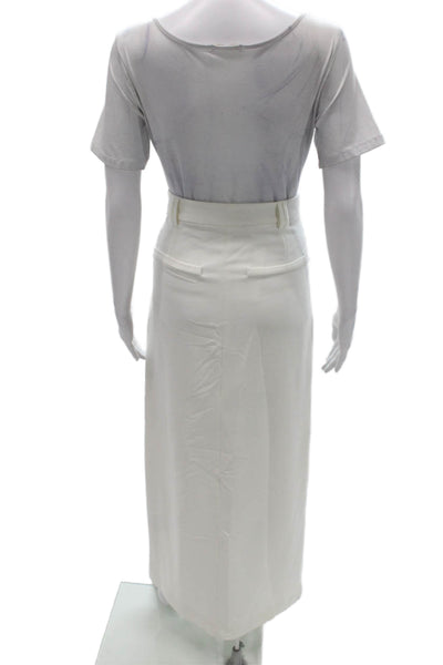 Parentezi Womens Straight Pencil Skirt White Polyester Zip Long Size S
