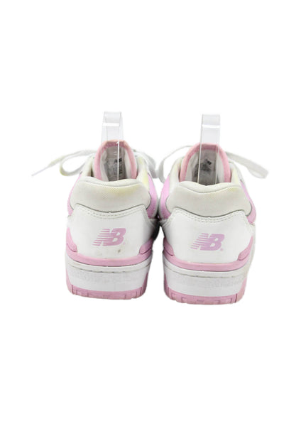 New Balance Womens Leather 550 Lace Up Sneakers White Pink Size 8.5