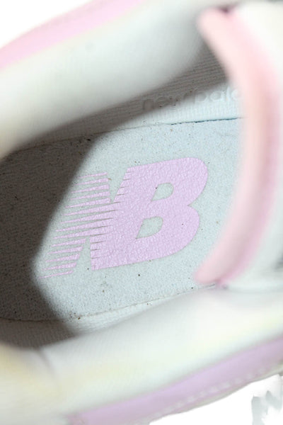New Balance Womens Leather 550 Lace Up Sneakers White Pink Size 8.5