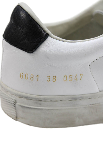 Woman by Common Projects Womens Leather Sneakers White Black Size 38 8