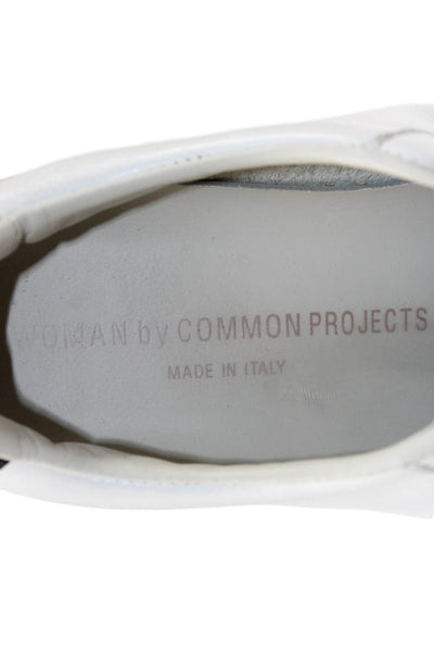 Woman by Common Projects Womens Leather Sneakers White Black Size 38 8