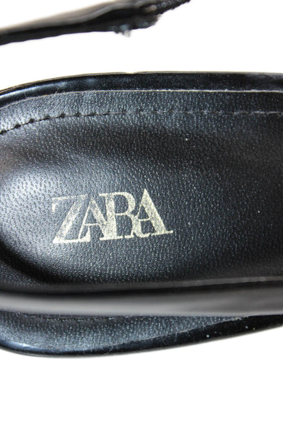 Zara Womens Bow Detail Pointed Toe Slingbacks Pumps Black Size 39 9