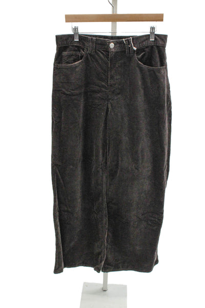 MNG Unisex Adults Ankle Pants Brown Button 78% Cotton Size 8