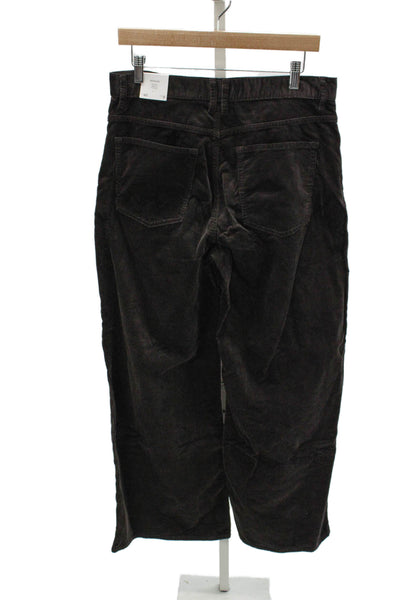 MNG Unisex Adults Ankle Pants Brown Button 78% Cotton Size 8