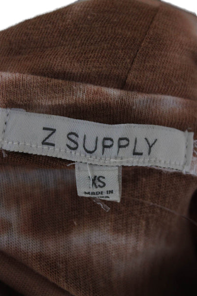 Z Supply Women Brown Tie Dye Chemise Short Sleeve Crew Neck Cotton Size XS