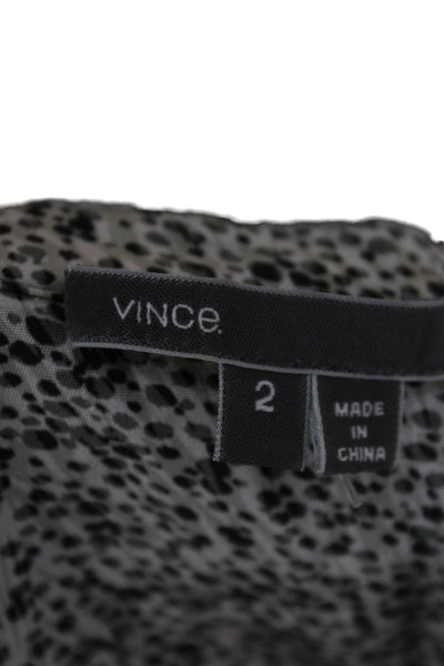 Vince Women Collared Sleeveless Silk Spotted Romper Black Size 2