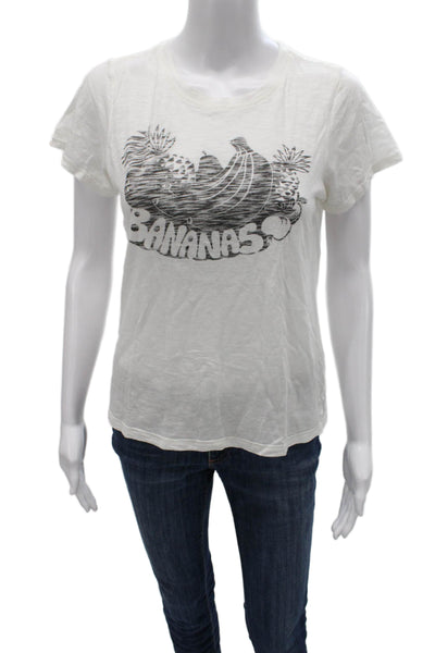 Paige Black Label Womens Basic White Cotton Blend Crew Neck T-Shirt Size XS
