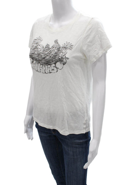 Paige Black Label Womens Basic White Cotton Blend Crew Neck T-Shirt Size XS