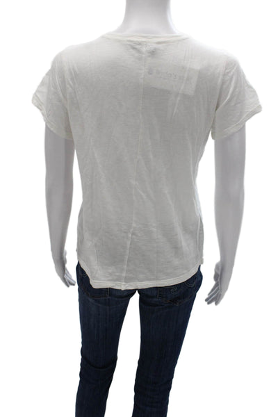 Paige Black Label Womens Basic White Cotton Blend Crew Neck T-Shirt Size XS