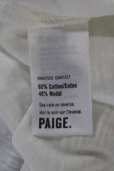 Paige Black Label Womens Basic White Cotton Blend Crew Neck T-Shirt Size XS