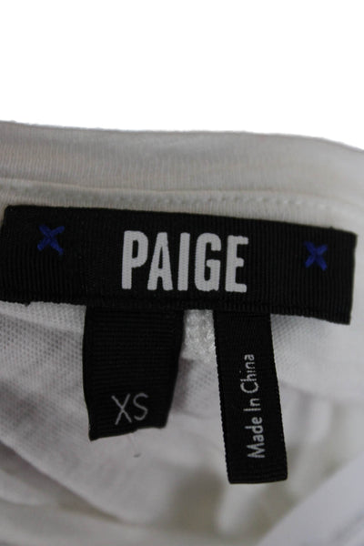 Paige Black Label Womens Basic White Cotton Blend Crew Neck T-Shirt Size XS