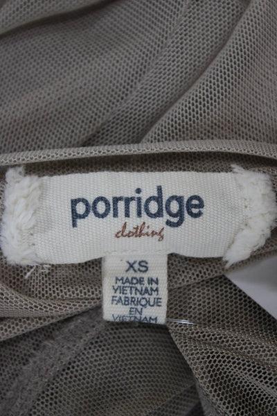 Porridge Anthropologie Womens Basic Beige Crew Neck Short Sleeve Tee Size XS