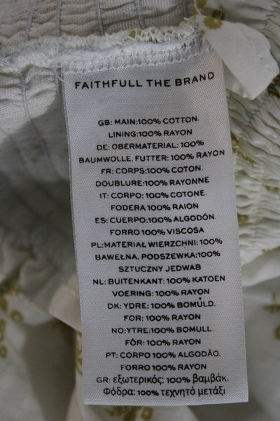 Faithfull The Brand Women Cropped Floral V-Neck Short Sleeve Blouse Size S
