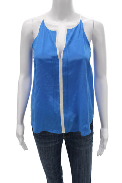 Joie Womens Silk Halter Tank Blue Sleeveless Basic Casual Size 2XS