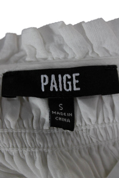 Paige Black Label Women Cropped V Neck Sleeveless Tank White Size S