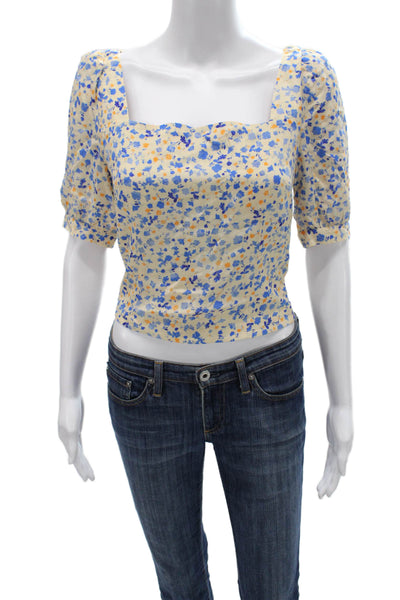 Favorite Daughter Women Cropped Floral Blouse Beige Viscose Size S