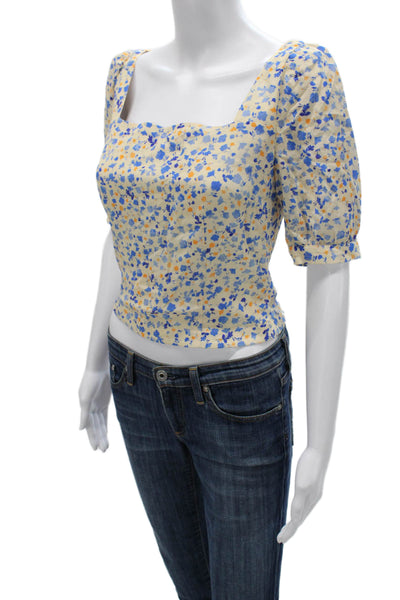Favorite Daughter Women Cropped Floral Blouse Beige Viscose Size S