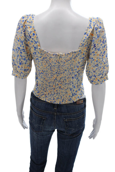 Favorite Daughter Women Cropped Floral Blouse Beige Viscose Size S