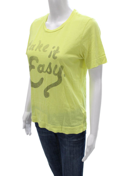 SOL ANGELES Unisex Adults Yellow Graphic Crew Neck Cotton T-Shirt Size XS
