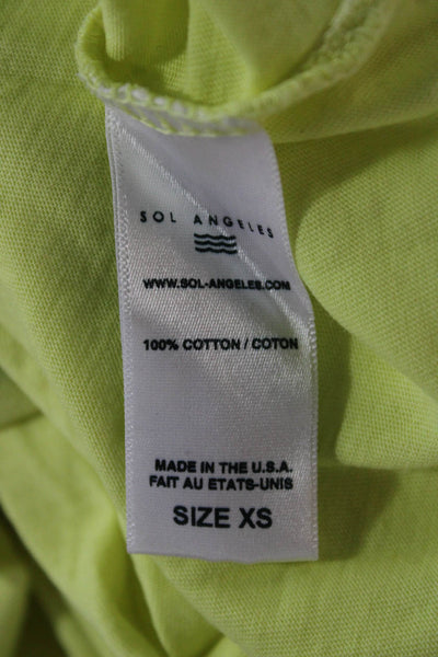 SOL ANGELES Unisex Adults Yellow Graphic Crew Neck Cotton T-Shirt Size XS