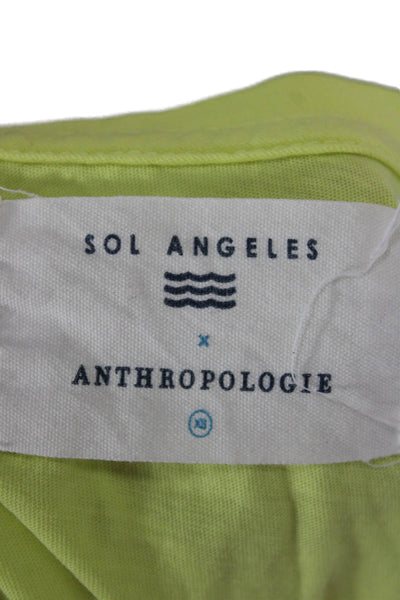 SOL ANGELES Unisex Adults Yellow Graphic Crew Neck Cotton T-Shirt Size XS