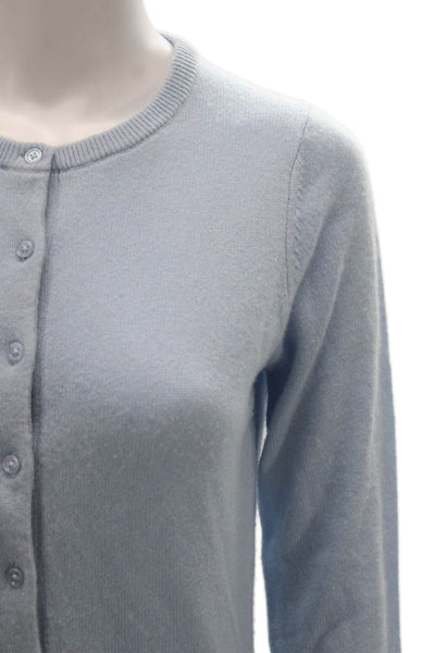 Anthropologie Womens Blue Cashmere Crewneck Cardigan Long Sleeve Size XS