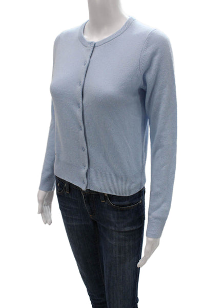 Anthropologie Womens Blue Cashmere Crewneck Cardigan Long Sleeve Size XS