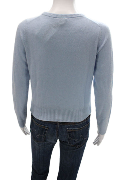 Anthropologie Womens Blue Cashmere Crewneck Cardigan Long Sleeve Size XS