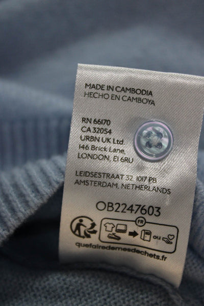 Anthropologie Womens Blue Cashmere Crewneck Cardigan Long Sleeve Size XS