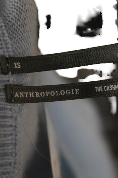 Anthropologie Womens Blue Cashmere Crewneck Cardigan Long Sleeve Size XS